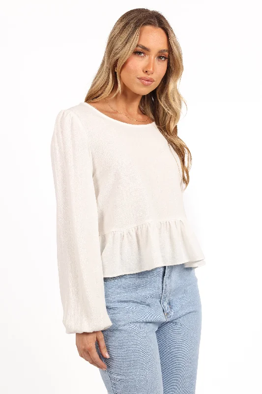 Melody Long Sleeve Top - White