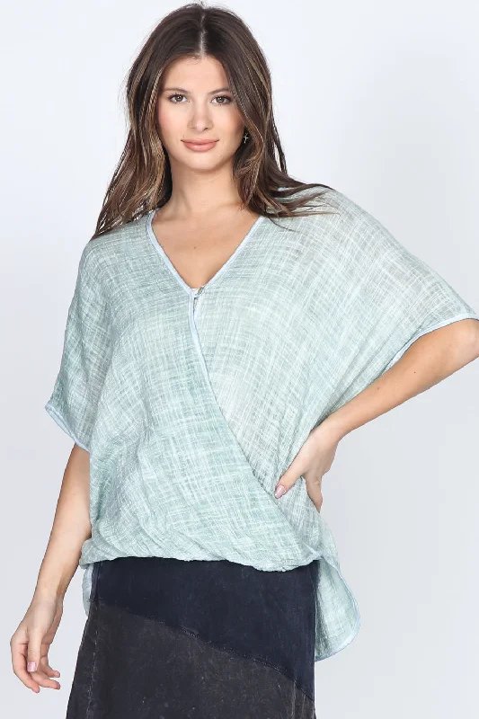 Cross-over Seashell Button Top