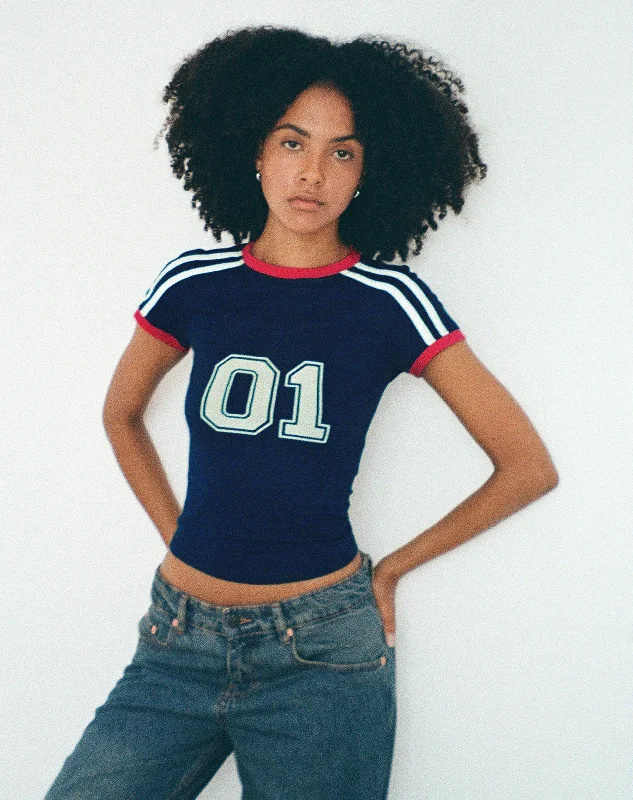 Salda Sporty Fitted Tee in Navy