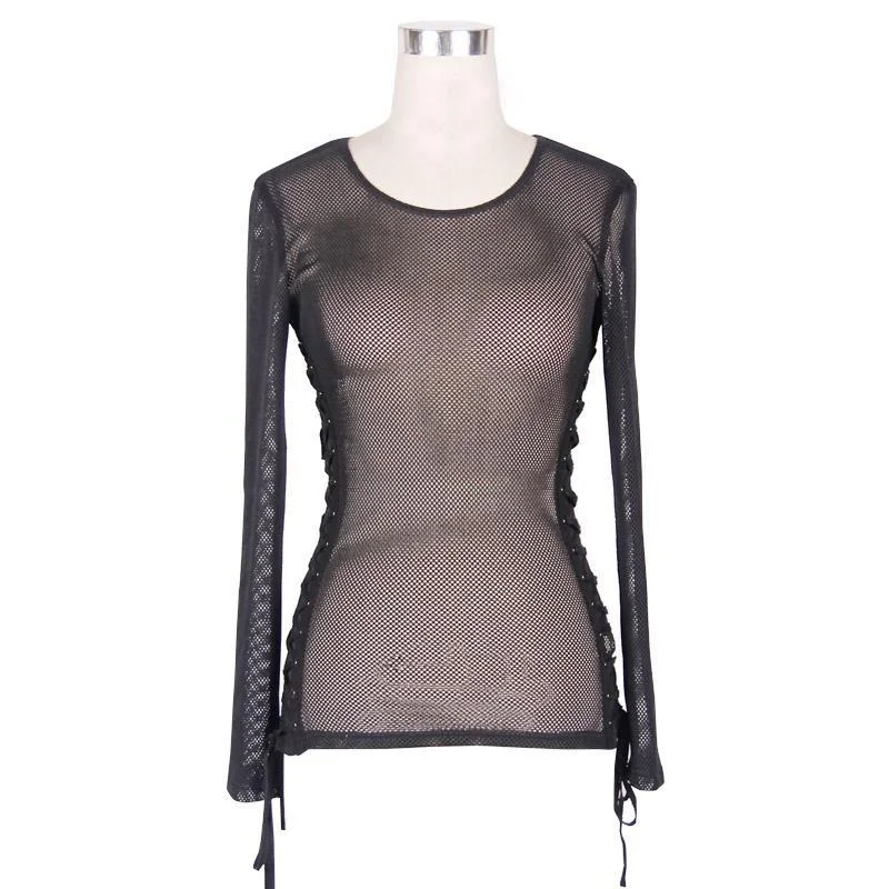 Women's Sheer Mesh Cross Hatch Top