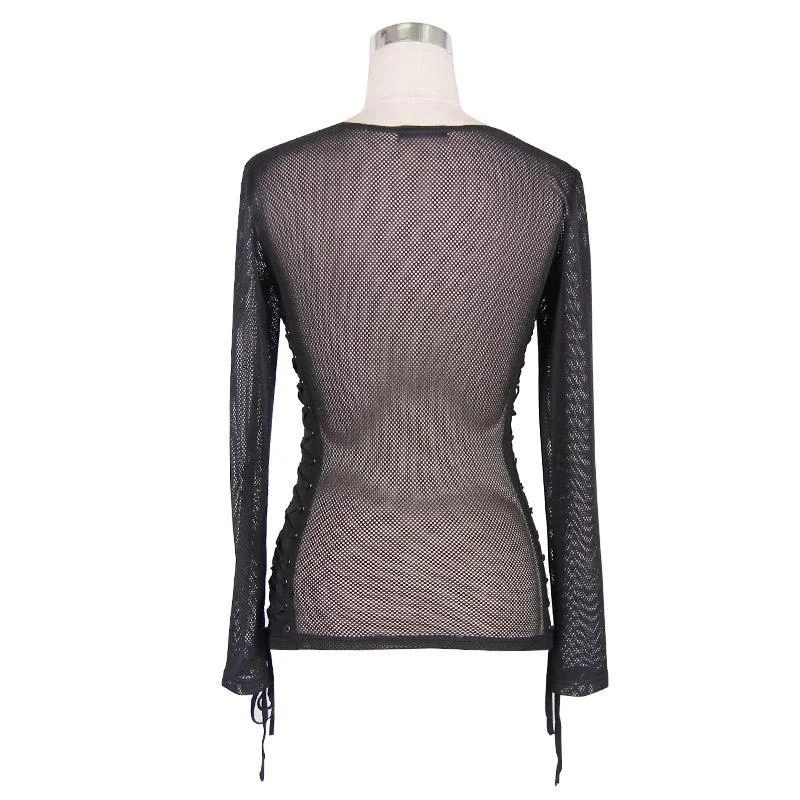 Women's Sheer Mesh Cross Hatch Top