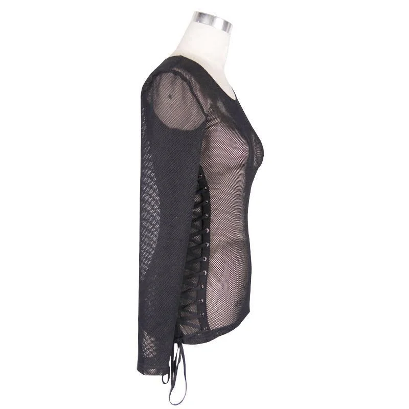 Women's Sheer Mesh Cross Hatch Top