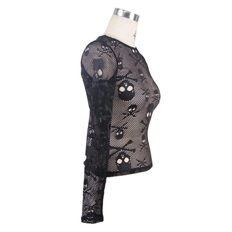 Women's Skull Net Short Goth Top