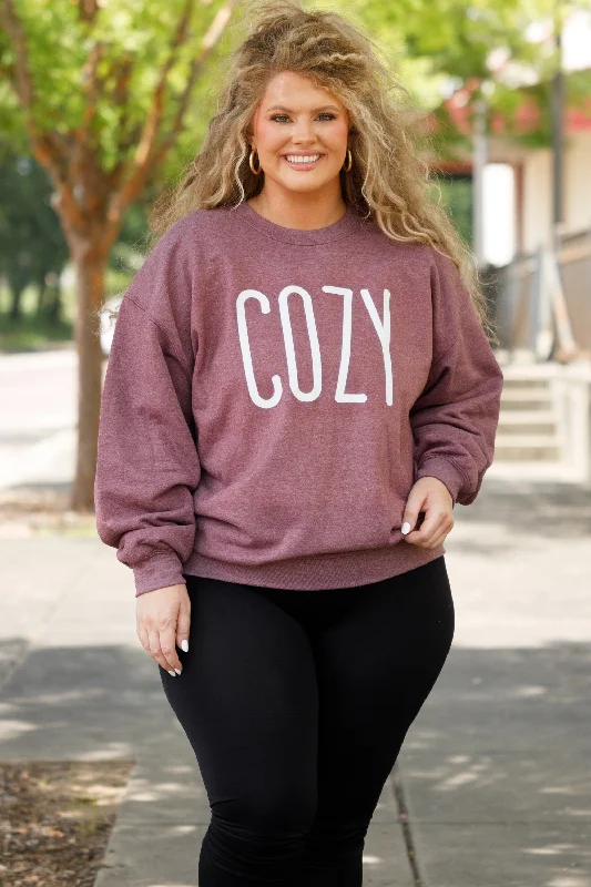 Stay Cozy And Calm Sweatshirt, Dark Maroon