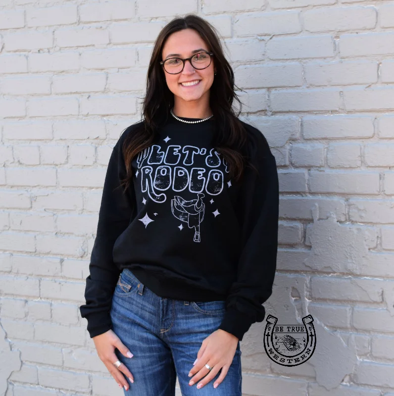 The Let's Rodeo Black Crewneck Sweater