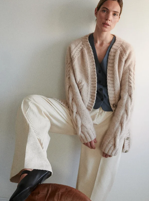 Vilnelė Merino Wool Cardigan - Beige