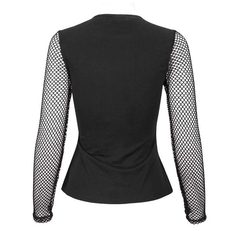 Women's Gothic Cutout Mesh Splice Top