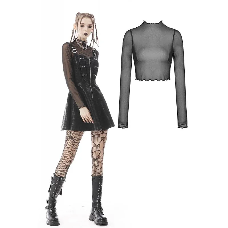 Women's Punk Irregular Mesh Sheer Top