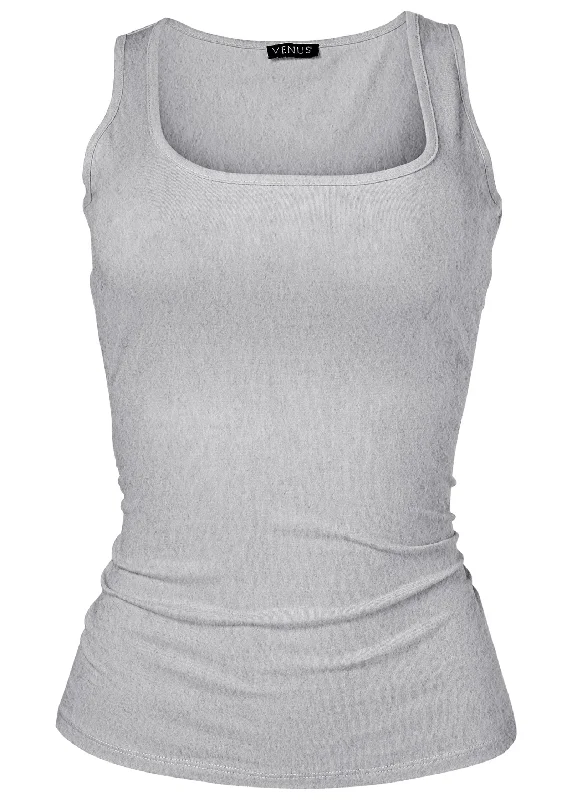 Square neck tank top - Light Heather Grey